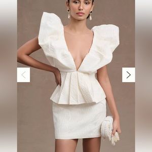 Ronny Kobo Calin Puff-Sleeve Peplum Mini Dress
